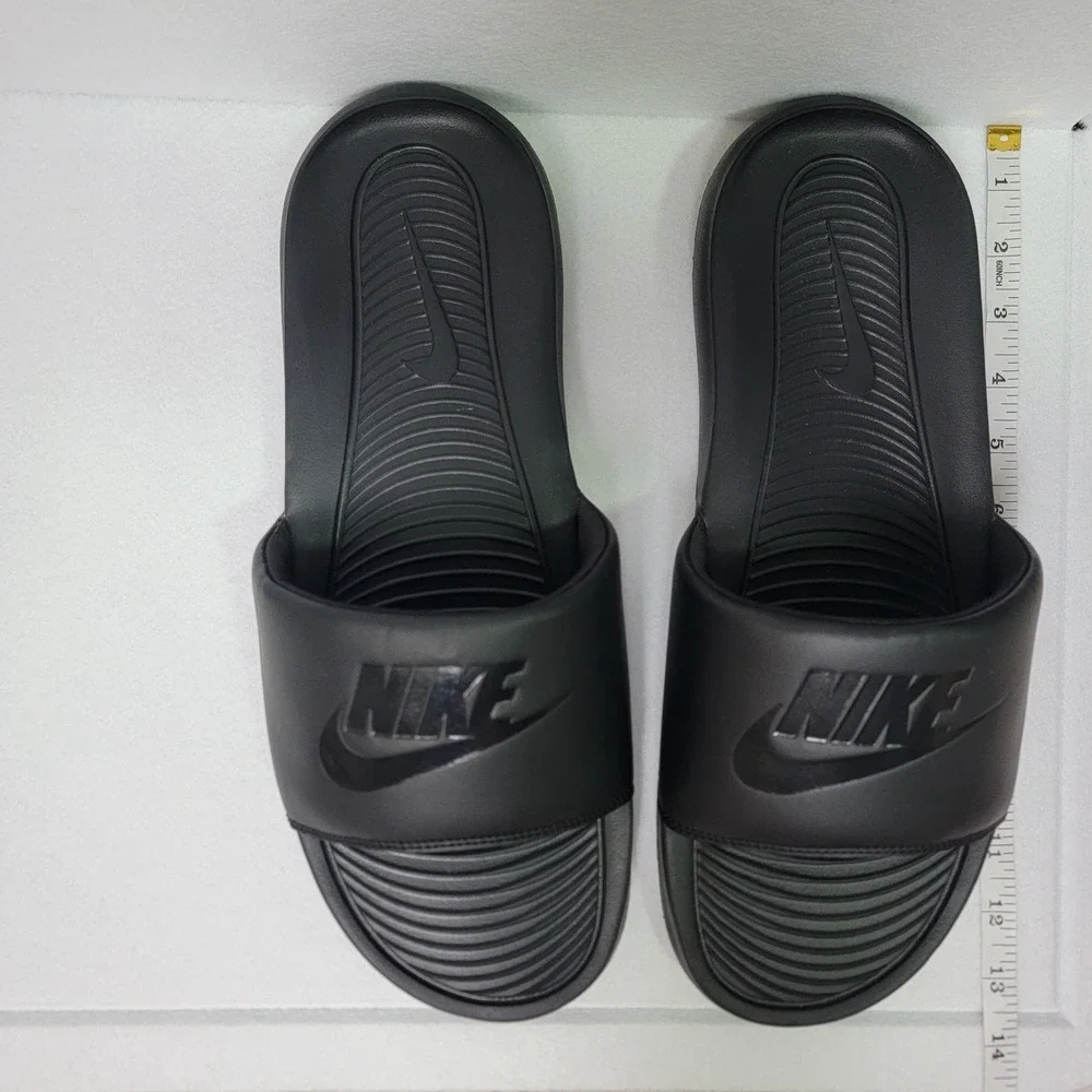 Nike Sandals Men Size 14 Triple Black Victori One Slide Slip On  CN9675-003 #S18